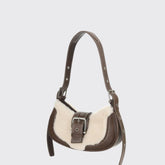 Two Toned Brown Buckled Shoulder Bag